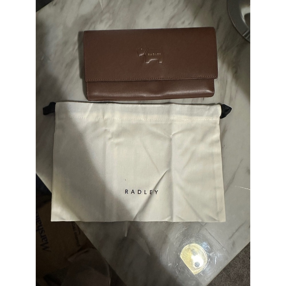 Radley London Continental Flapover Wallet Brown Leather Dog Logo Long